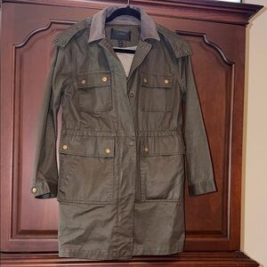 JCrew Olive Green Utility Jacket with detachable hood